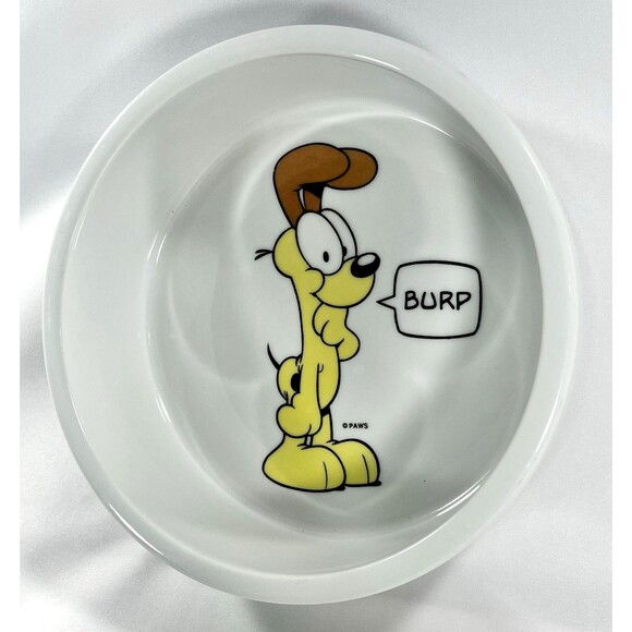 Odie "My Bowl" "Burp" Dog Food Dish White Ceramic 7.75" Round Garfield Comic - Picture 4 of 9